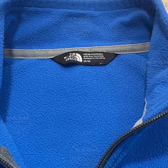 The North Face Men’s Medium Fleece Jacket | Blue Zip-Up, Gray Chest Pocket - Picture 3 of 9